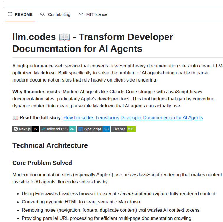 llm.codes — преобразование динамической документации в Markdown