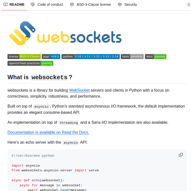 websockets — WebSocket-серверы и клиенты на Python
