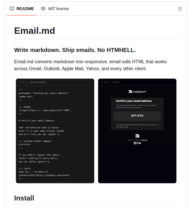 emailmd — Markdown-письма с HTML и текстовой MIME-версией