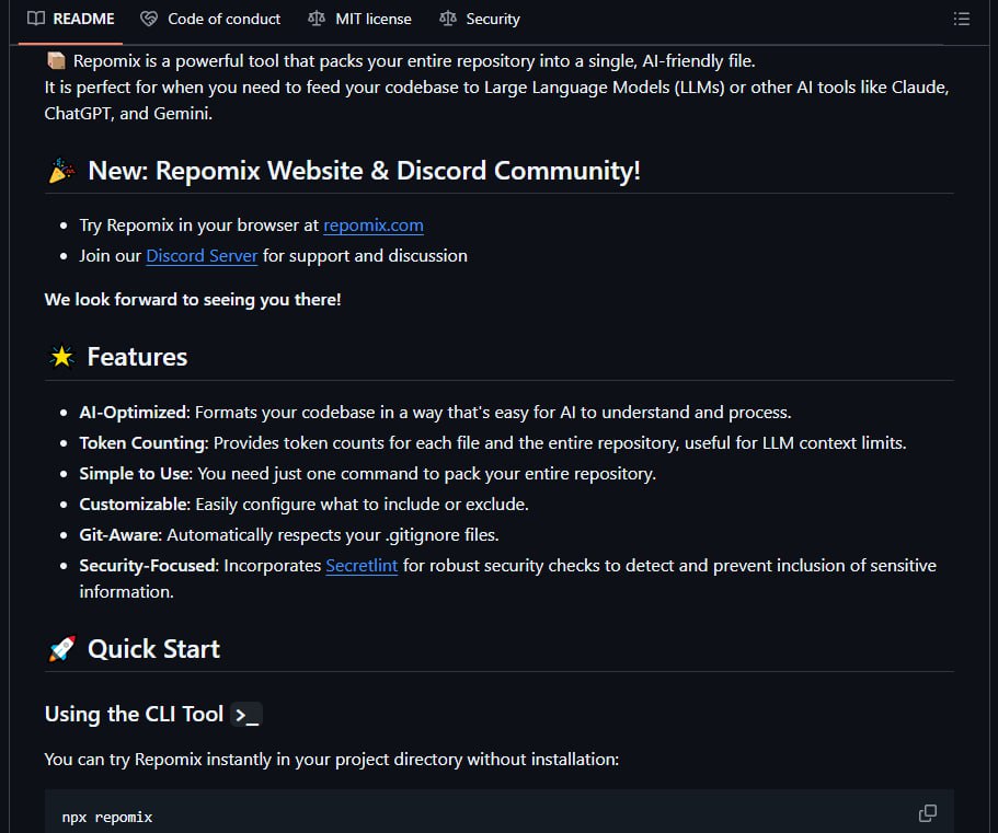 Repomix — это инструмент, который упаковывает весь...