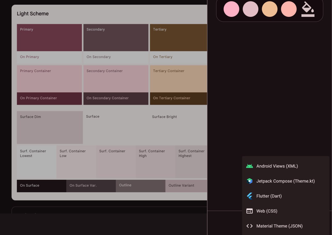 Изучаю разработку под Flutter и наткнулся на полезный инструмент — [Material Theme...