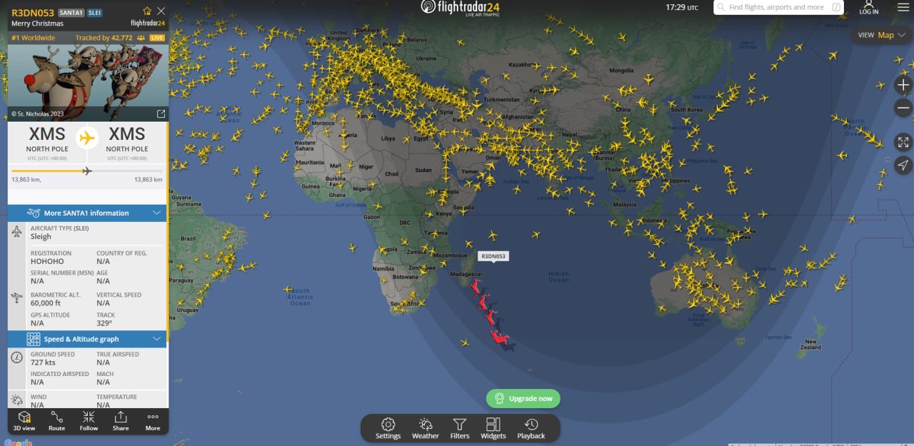 Упряжка Санты отправилась в свой уже легендарный маршрут. Чтобы следить за санями, достаточно...