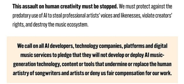 Музыкальные артисты США из Artist Rights Alliance требуют от ИИ-платформ не разрабатывать сервисы,...