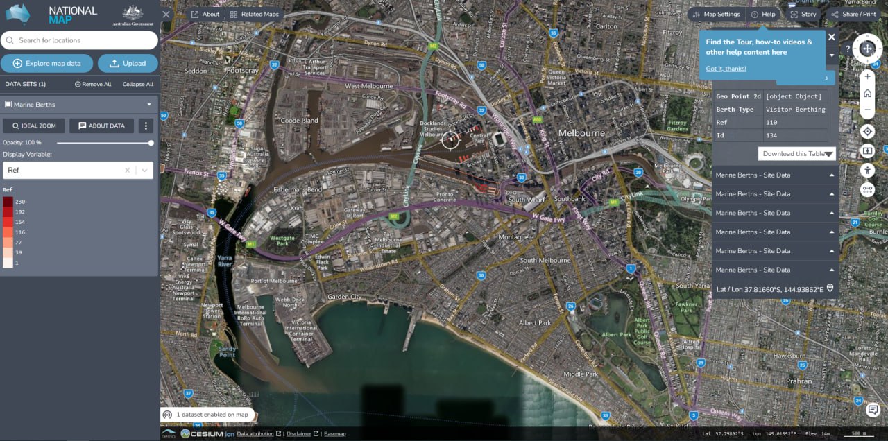 В рубрике *как это работает у них* **Национальная карта Австралии** [1] позволяет отображать более...